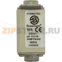 Предохранитель, 100 A, AC 690 В, 200 кА, size 00, 30x62x64 мм, aR, IEC Eaton FUSE 100A 690V 00B