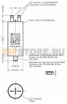Конденсатор пусковой 10 мкФ, 450 В/AC, 5 %, 30x68 мм Hydra MKP_285_MAB 10uF 
