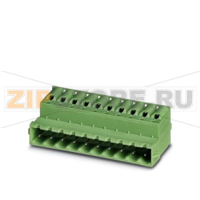 Вилочная часть Phoenix Contact FKIC 2,5/11-ST-5,08-RN Номинальный ток: 12 А, Расчетное напряжение (III/2): 320 В, Полюсов: 11, Размер шага: 5,08 мм, Технология подключения: Пружинные зажимы, Цвет: зеленый, Поверхность контакта: олово, Изделие с соединительными выступами.Минимальный заказ: 50 шт.Упаковка: 50 шт.
