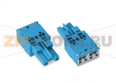 Разъем; 2-пол.; Код. I; 4,00 mm; синие Wago 770-1102 Protected against mismating and maintenance-freePush-in CAGE CLAMP® spring pressure connection technology allows solid conductors to be simply pushed into a unitTwo-wire connection per pole for loops or bridges...