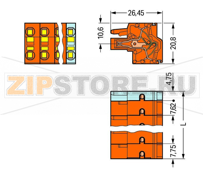 MCS MIDI Classic 2-проводная розетка; 2,5 мм; Шаг контактов 7,62 мм; 5-пол.; 2,50 mm; оранжевые Wago 231-2705/026-000 Универсальное соединение для всех типов проводниковПростая в использовании конструкция не требует применения специальных инструментовВозможность выполнения монтажа в соединенном состоянииПростой монтаж одножильных проводников и многожильных проводников с наконечником путем вставкиВстроенные тестовые порты для тестирования параллельно вводу проводникаВозможны варианты кодировки...