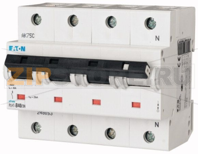 Выключатель автоматический 40А, кривая откл. D, 3+N полюса, откл. способ. 25 кА Eaton PLHT-D40/3N 
