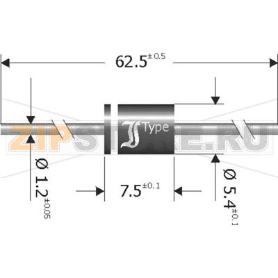 Диод Шоттки 60 В, выпрямительный, Ø: 5.4x7.5 мм Diotec SB1260 