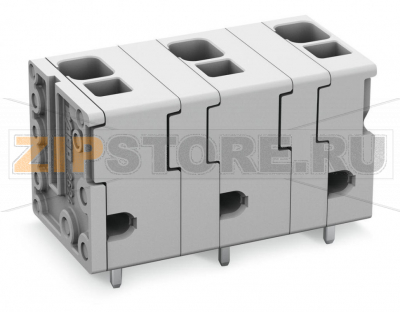 Клемма на печатную плату; 4 mm; Шаг контактов 11,5 мм; 4-пол.; Push-in CAGE CLAMP®; 4,00 mm; серые Wago 2624-3504 Клеммные?колодки?с?зажимами?Push-in CAGE CLAMP®,?приводимыми?в?действие?при?помощи?нажимных?кнопокЗажим одножильных проводников и тонкожильных проводников с наконечниками путем вставкиНажимные кнопки, открывающие зажим с минимальными усилиями, для простого подключения / извлечения тонкопроволочных проводниковУдобный монтаж без использования инструментовИсполнения с тестовыми разъемами и разделителями и без нихДоступны исполнения с индивидуальным внутренним объединением (заводская сборка), например, объединение с заземляющим проводом...
