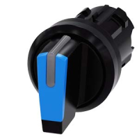 АКТУАТОР ПОВОРОТНОГО ПЕРЕКЛЮЧАТЕЛЯ С ВОЗМОЖНОСТЬЮ ПОДСВЕТКИ, 22MM, КРУГЛ., ПЛАСТИК, РУКОЯТКА КОРОТКАЯ ЧЁРНАЯ С СИНЕЙ ВСТАВКОЙ, 3 КОММУТАЦИОННЫХ ПОЛОЖЕНИЯ: I-O-II, С ФИКСАЦИЕЙ, УГОЛ ПОВОРОТА РУКОЯТКИ 2X45 ГРАД.: 10:30Ч./12Ч./13:30Ч., С ГРАВИРОВКОЙ ЛАЗЕРОМ,
