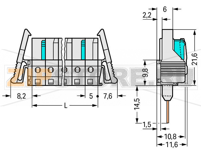 MCS MIDI Розетка для клемм на рейку; 0.6 x 1 mm pins; прямые; 100% защита от неправильного подсоединения; Фиксирующий рычаг; Шаг контактов 5 мм; 11-пол.; светло-серые Wago 722-141/005-000/039-000 Съемные соединители для клемм, монтируемых на рейку, оснащенные технологией CAGE CLAMP®Розетки с длинными контактными выводами подсоединяются к монтажным отверстиям клемм, монтируемых на DIN-рейку, серии 280Розетки имеют защиту от касания в неподключенном состоянии, что обеспечивает дополнительную безопасность100% защита от неправильного подсоединенияВозможны варианты кодировки...
