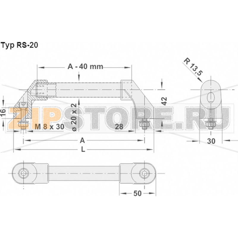 Ручка корпусная, серебряная, 230х30 мм, 1 шт Rohde RS-20.200.62 