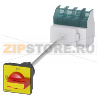 ГЛАВНЫЙ ВЫКЛЮЧАТЕЛЬ 3-ПОЛЮСНЫЙ IU=63, P/AC-23A AT 400V=22KW WITH DEFEATABLE DOOR COUPLING ROT. MECHANISM BASE MOUNTING TOP-HAT RAIL/TWO HOLE MOUNTING ROTARY MECHANISM RED/YELLOW Siemens 3LD2517-1TL13