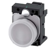 СВЕТОВОЙ ИНДИКАТОР, 22MM, КРУГЛЫЙ, ПЛАСТИК, БЕЛЫЙ МАТОВЫЙ РАССЕИВАТЕЛЬ, С ДЕРЖАТЕЛЕМ, МОДУЛЬ ПОДСВЕТКИ С ИНТЕГРИРОВАННЫМ СВЕТОДИОДОМ 110V AC,  ПРУЖИННЫЕ КЛЕММЫ, С ГРАВИРОВКОЙ ЛАЗЕРОМ, UPPER AND LOWER CASE, START OF WORD ALWAYS UPPER CASE Siemens 3SU1103-6