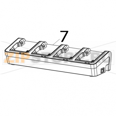 Зарядное устройство 4-х слотовое (EU) для аккумуляторов TSC Alpha-2R Зарядная станция аккумуляторов 4-х слотовая (EU) для принтера TSC Alpha-2RЗапчасть на деталировке под номером: 7