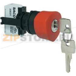 Кнопка аварийной остановки с ключом, черная, красная, 1 шт Baco L22GM01E 