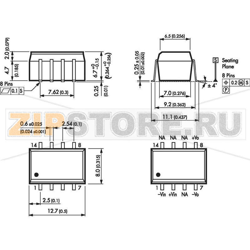 Преобразователь DC/DC, SMD-монтаж, 12 V/DC, 80 mA, 1 W Traco Power TSM 1212S 