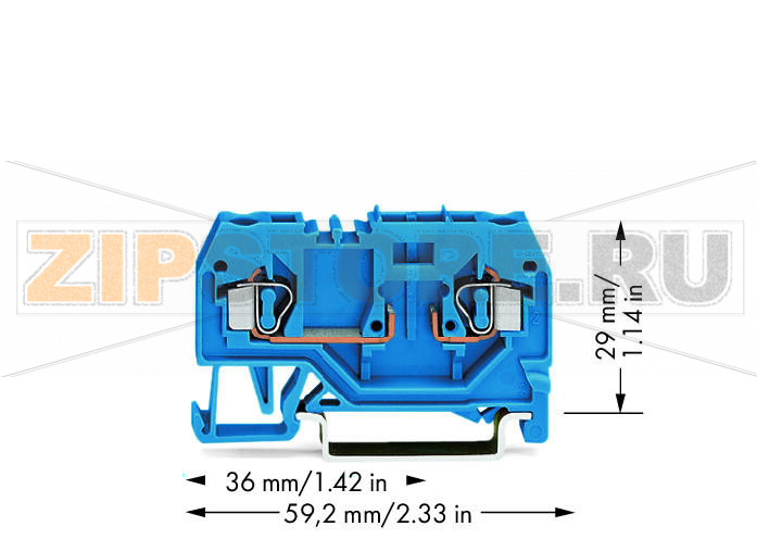 2-проводные базовые клеммы; для DIN-рейки 35 x 15 и 35 x 7,5; 4 mm; CAGE CLAMP®; 4,00 mm; синие Wago 281-917 Примечание:Terminating Aluminum ConductorsWAGO spring clamp terminal blocks are suitable for solid aluminum conductors up to 4 mm?/12 AWG if WAGO “Alu-Plus” Contact Paste is used for termination.“Alu-Plus” Contact Paste Advantages:Automatically destroys the oxide film during clamping.Prevents fresh oxidation at the clamping point.Prevents electrolytic corrosion between aluminum and copper conductors (in the same terminal block).Provides long-term protection against corrosion....