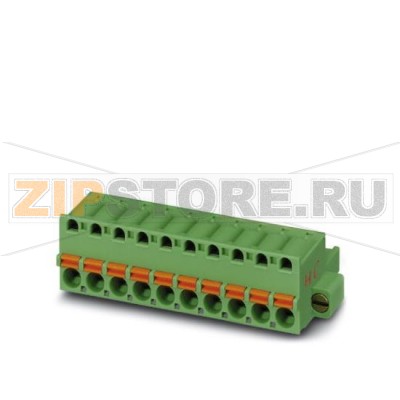 Вилочная часть Phoenix Contact FKC 2,5 HC/10-STF Номинальный ток: 16 А, Расчетное напряжение (III/2): 320 В, Полюсов: 10, Размер шага: 5 мм, Технология подключения: Пружинные зажимы, Цвет: зеленый, Поверхность контакта: олово, Штекерный соединитель COMBICON предназначен только для кабелей маломощных цепей. Изделия с подходящими параметрами для маломощных электрических цепей поставляются на заказ.Минимальный заказ: 50 шт.Упаковка: 50 шт.