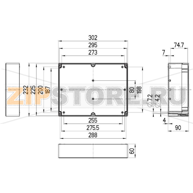 Корпус 302x232x90 мм, материал: пластик, серый, 1 шт Spelsberg TG ABS 3023-9-to 