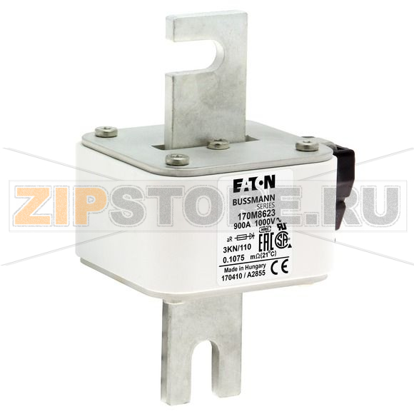 Предохранитель, 900 A, AC 1000 В, 125 кА, DIN 3, 74x92x138 мм, aR, DIN, IEC Eaton FUSE 900A 100 