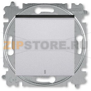 Переключатель одноклавишный с ориентировочной подсветкой, серебряный ABB 2CHH590646A6070 