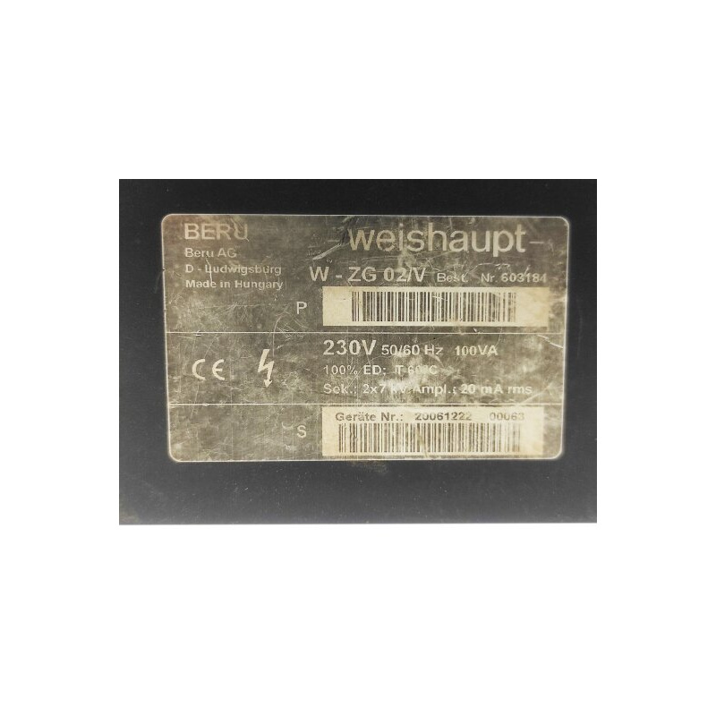 Трансформатор розжига 7 кВ, 20 мА, 220 В Weishaupt W-ZG 02/V 