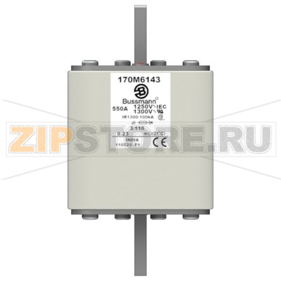 Предохранитель, 2200 A, AC 550 В, size 3, 91x76x70 мм, aR, IEC Eaton FUSE 2200A 550V 3SPKN/55 A 