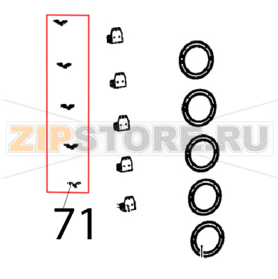 Clip twist lock diam. 7.6-10.2 mm Unox XVC 1005EP Clip twist lock diam. 7.6-10.2 mm Unox XVC 1005EPЗапчасть на деталировке под номером: 71