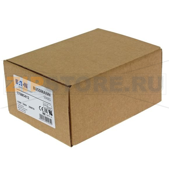Предохранитель, 630 A, AC 690 В, size 2, 61x77x51 мм, aR, IEC UL, M10 Eaton FUSE 630A 690V 2BN 