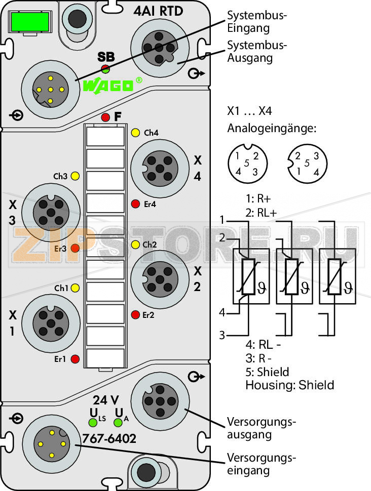 767 Series  I/O System Модуль аналогового ввода; резистентное температурное устройство (RTD); 4 входа (4 x M12) Wago 767-6402 Краткое описание:Аналоговый модуль ввода регистрирует значения от термометров сопротивления и резисторов и получаемые при регулировке потенциометров.Характеристики:- 4 аналоговых входа для термометров сопротивления- Возможность диагностики- Возможность параметризации (диапазон измерений, предельное значение, фильтр, подстановочное значение, имитация и диагностика в реальном времени)Комплект поставки:Маркировочная карточка WMB для модуля, зеленая (1 шт.)Маркировочные полоски (1 шт.)Защитные крышки M12 (2 шт.)...