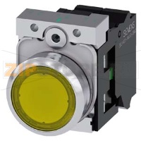 КНОПКА С ПОДСВЕТКОЙ, 22MM, КРУГЛАЯ, МЕТАЛЛИЧЕСКАЯ ГЛЯНЦЕВАЯ, ЖЁЛТАЯ, ПЛОСКАЯ КНОПКА, КОНТАКТЫ МГНОВЕННОГО ДЕЙСТВИЯ, С ДЕРЖАТЕЛЕМ, 1NO, МОДУЛЬ ПОДСВЕТКИ С ИНТЕГРИРОВАННЫМ СВЕТОДИОДОМ 24V AC/DC,  ПРУЖИННЫЕ КЛЕММЫ, С ГРАВИРОВКОЙ ЛАЗЕРОМ, LOWER CASE Siemens 3