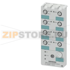 AS-ИНТЕРФЕЙС КОМПАКТНЫЙ МОДУЛЬ K60 A/B-SLAVE, ЦИФРОВОЙ, 8E, IP67 8 X 1 ВХОД 8 X M12 ГНЕЗДО С Y-II-РАСПРЕДЕЛЕНИЕМ МОНТАЖНАЯ ПЛАТА 3RK1901-0CA00 ИЛИ 3RK1901-0CB00 ЗАКАЗЫВАЕТСЯ ОТДЕЛЬНО Siemens 3RK2200-0DQ00-0AA3 