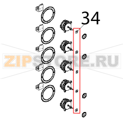 Guarnizione portamotore stamp. Unox XBC 905 Guarnizione portamotore stamp. Unox XBC 905Запчасть на деталировке под номером: 34