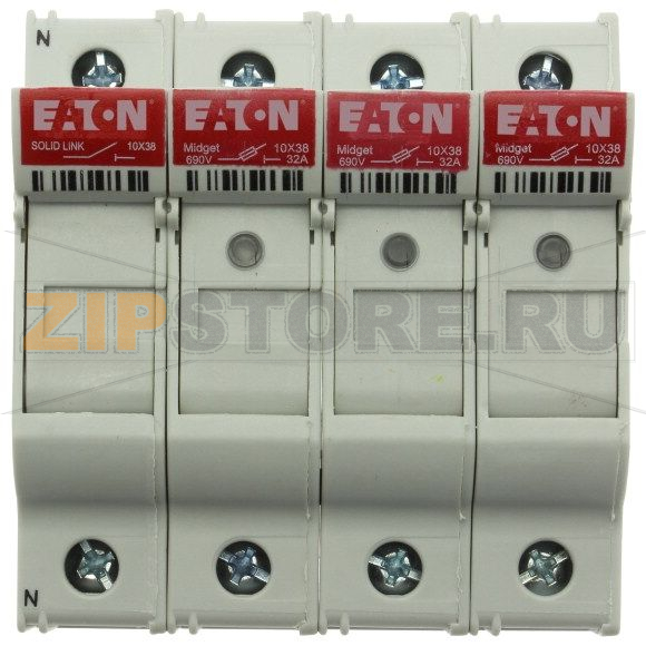 Держатель предохранителя, 32 A, AC 690 В, 10x38 мм, 3P + N, UL, IEC Eaton 3P 10X38MFH30A 600V Mid 