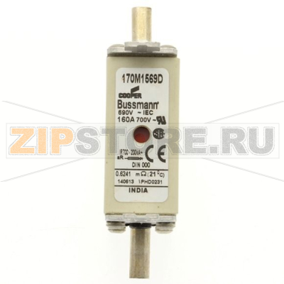 Предохранитель, 160 A, AC 690 В, 200 кА, DIN 000, aR, DIN, IEC Eaton FUSE 160A 690V aR DIN 000 HSDN 