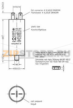 Конденсатор пусковой 8 мкФ, 450 В/AC, 5 %, 30x68 мм Hydra MKP_285_MAB 8uF 