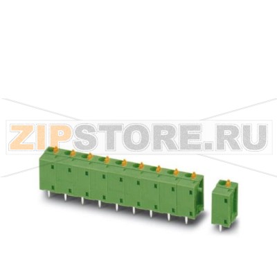 Клеммы для печатного монтажа Phoenix Contact FFKDSA1/V2-7,62- 8 Номинальный ток: 17,5 А, Номинальное напряжение: 630 В, Размер шага: 7,62 мм, Полюсов: 8, Тип подключения: Пружинные зажимы, Монтаж: пайка, Направление подключения, проводник / печатная плата: 90 °.Минимальный заказ: 50 шт.Упаковка: 50 шт.