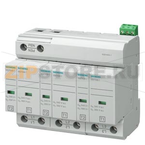 КОМБИНИР.ОГРАНИЧИТЕЛЬ ПЕРЕНАПРЯЖЕНИЙ ТИП 1 + 2 REQ. CATEGORIES B+C, UC 350V PLUG-IN PROTECTION BLOCKS 3-ПОЛЮСА, 3+0 CIRCUIT ДЛЯ TNC SYSTEMS W. REMOTE DISPLAY Siemens 5SD7443-1 