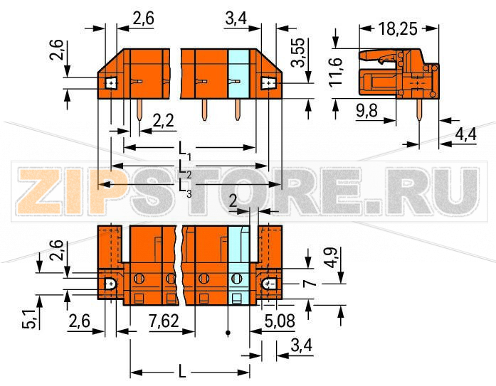MCS MIDI Classic Розетка под пайку THT; 0.6 x 1.0 mm solder pin; угловые; Проходной фланец; Шаг контактов 7,62 мм; 6-пол.; оранжевые Wago 232-866/047-000 Встроенные тестовые порты для тестовых штекеров O 2 ммДля соединений "провод-провод" и "плата-провод"Выходы под печатные платы с защитой от касанияЛегко идентифицируемые входы и выходы печатной платыВозможны варианты кодировки...