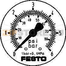 Манометр фланцевый, прецизионный Festo FMAP-63-6-1/4-EN 