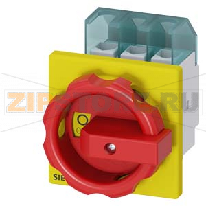 АВАРИЙНЫЙ ГЛАВНЫЙ УПРАВЛЯЮЩИЙ ПЕРЕКЛЮЧАТЕЛЬ 3 ПОЛЮСА IU=32, P/AC-23A AT 400V=11, 5KW, ДЛЯ ФРОНТАЛЬНОГО МОНТАЖА, МОНТАЖ ПОСР. 4 ОТВЕРСТИЙ ПОВОРОТНЫЙ ИСП. МЕХАНИЗМ КРАСН\ЖЕЛТ. Siemens 3LD2203-0TK53 