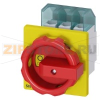 АВАРИЙНЫЙ ГЛАВНЫЙ УПРАВЛЯЮЩИЙ ПЕРЕКЛЮЧАТЕЛЬ 3 ПОЛЮСА IU=32, P/AC-23A AT 400V=11, 5KW, ДЛЯ ФРОНТАЛЬНОГО МОНТАЖА, МОНТАЖ ПОСР. 4 ОТВЕРСТИЙ ПОВОРОТНЫЙ ИСП. МЕХАНИЗМ КРАСН\ЖЕЛТ. Siemens 3LD2203-0TK53