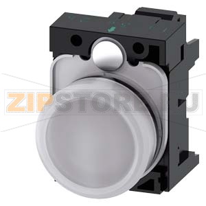 СВЕТОВОЙ ИНДИКАТОР, 22MM, КРУГЛЫЙ, ПЛАСТИК, БЕЛЫЙ МАТОВЫЙ РАССЕИВАТЕЛЬ, С ДЕРЖАТЕЛЕМ, МОДУЛЬ ПОДСВЕТКИ С ИНТЕГРИРОВАННЫМ СВЕТОДИОДОМ 110V AC,  ПРУЖИННЫЕ КЛЕММЫ, С ГРАВИРОВКОЙ ЛАЗЕРОМ, INSCRIPTION OR GRAPHIC SYMBOL CUSTOMIZED EQUIPMENT USING THE SIRIUS-ACT 