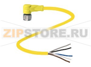 Кабель датчика-исполнительного устройства Female connector V15-W-S-YE5M-PUR-A Pepperl+Fuchs Описание оборудованияFemale cordset, M12, 5-pin, PUR cable