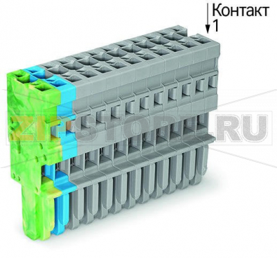 1-проводниковая розетка; 4 mm; 15-пол.; 4,00 mm; желто-зеленые,синие,серые Wago 769-115/000-039 