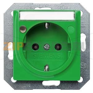 DELTA I-SYSTEM ЗЕЛЕНЫЙ РОЗЕТКА SCHUKO 10A DC/16A AC 250В C БЕЗРЕЗЬБОВЫМИ КОНТАКТНЫМИ ЗАЖИМАМИ С ИНДИКАЦИЕЙ СТАТУСА И ПОЛЕМ ДЛЯ НАДПИСИ ЭЛ.-МЕХ. ЧАСТЬ Siemens 5UB1562 