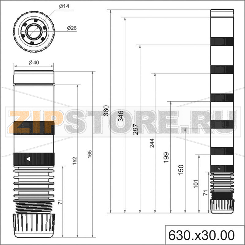 Крепление для труб, черное Werma 630.830.00 