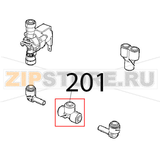 Соединитель Т-образный (тройник) ø=8мм Unox XVC 205E Соединитель Т-образный (тройник) ø=8мм Unox XVC 205EЗапчасть на деталировке под номером: 201