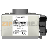 Предохранитель, 1600 A, AC 690 В, 200 кА, size 3, 70x104x59 мм, aR, IEC Eaton FUSE 1600A 690V 3