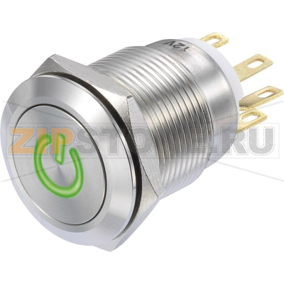 Кнопка 250 В/AC, 3 А, 1 x вкл/вкл, без фиксации, IP65, 1 шт TRU Components LAS1-GQF-11/G/12V 