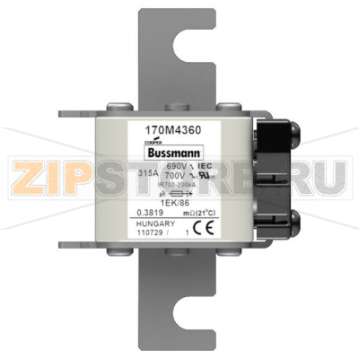 Предохранитель, 315 A, AC 690 В, 200 кА, size 1, 53x69x111 мм, aR, IEC Eaton FUSE 315A 690V 1EK 