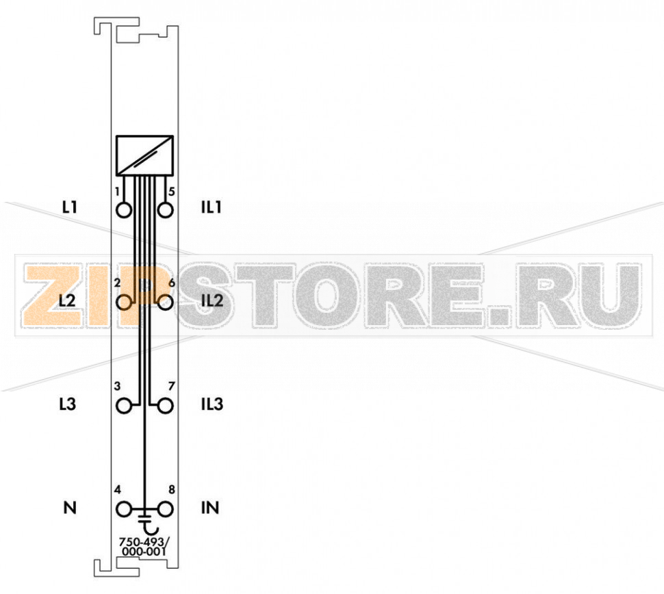 3-фазное измерение мощности; 480 В перем. т. / 5 А; светло-серые Wago 750-493/000-001 