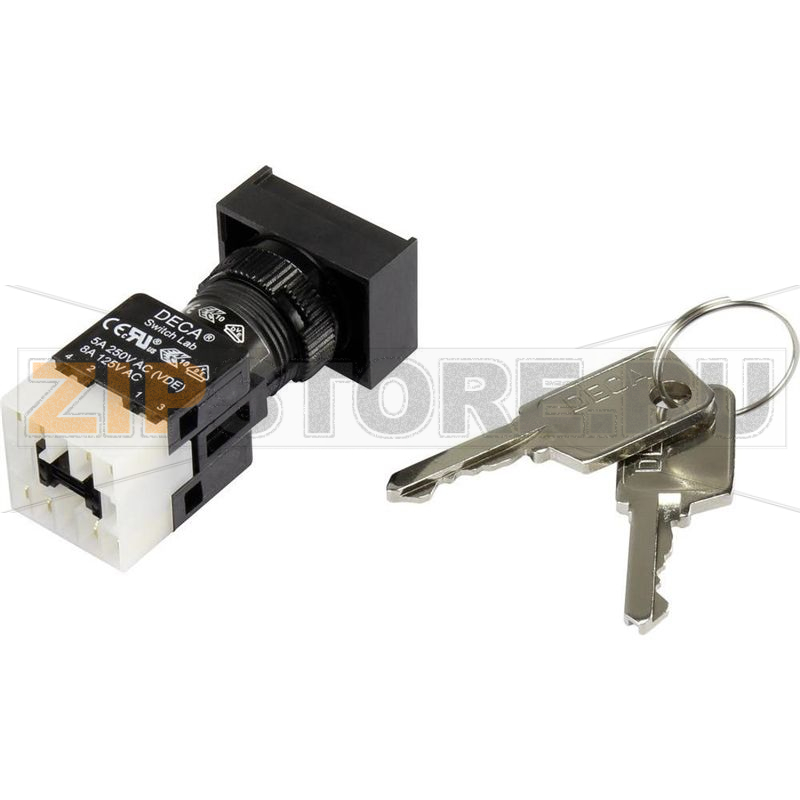 Переключатель ключевой 250 В/AC, 5 А, 1 x выкл/вкл, 1x90°, 1 шт DECA ADA16K6-AT0-DG 