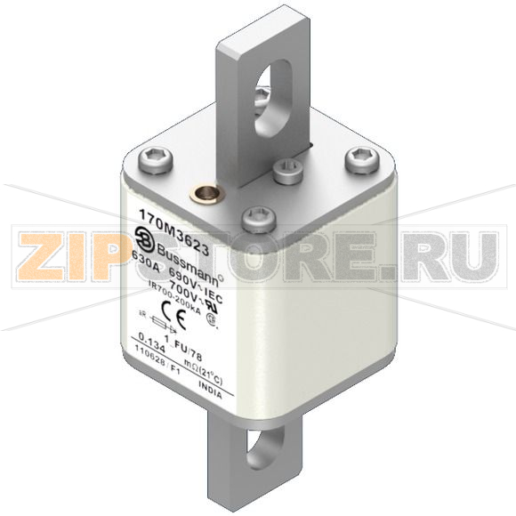 Предохранитель, 630 A, AC 690 В, 200 кА, size 1, 45x45x110 мм, aR, IEC UL Eaton FUSE 630A 690V 
